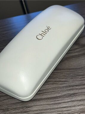 Chloé Eyeglasses Case Beige Hard Shell Gold Logo Designer Replacement Case